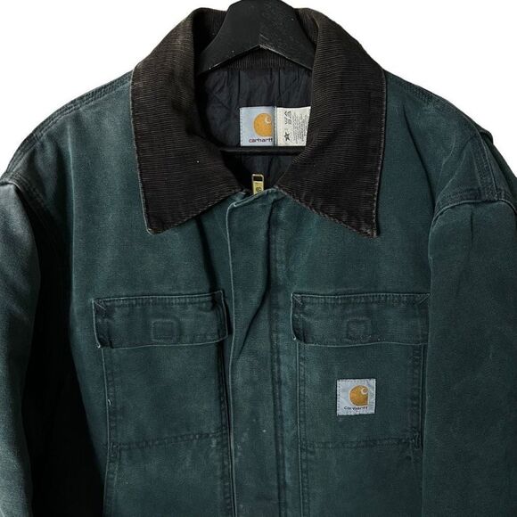 VTG USA Carhartt Quilt Lined Green Coat XL - Picture 2 of 9